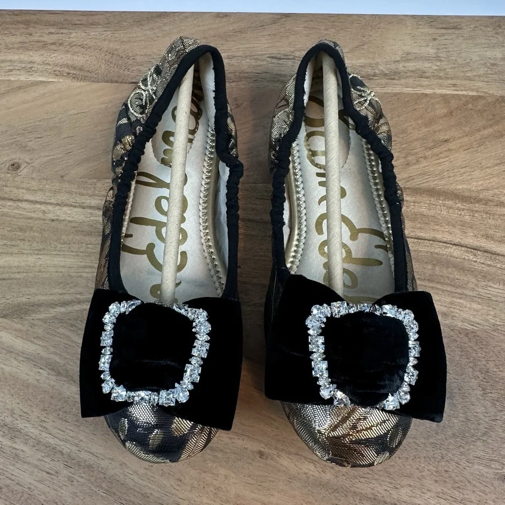 New Big Kids Sam Edelman Farah‎ Bronze Metallic Ballet Flats Shoes Size 3 Y